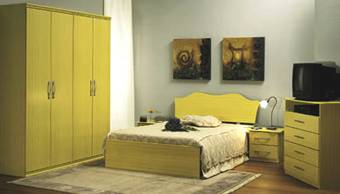 FIGURA 546 -	DORMIT&Oacute;RIOS DE CASAL DA MODUARTE, EM MADEIRA AGLOMERADA E MDF COM PINTURA UV NAS CORES MARFIM E MOGNO (BRASIL, 2004)